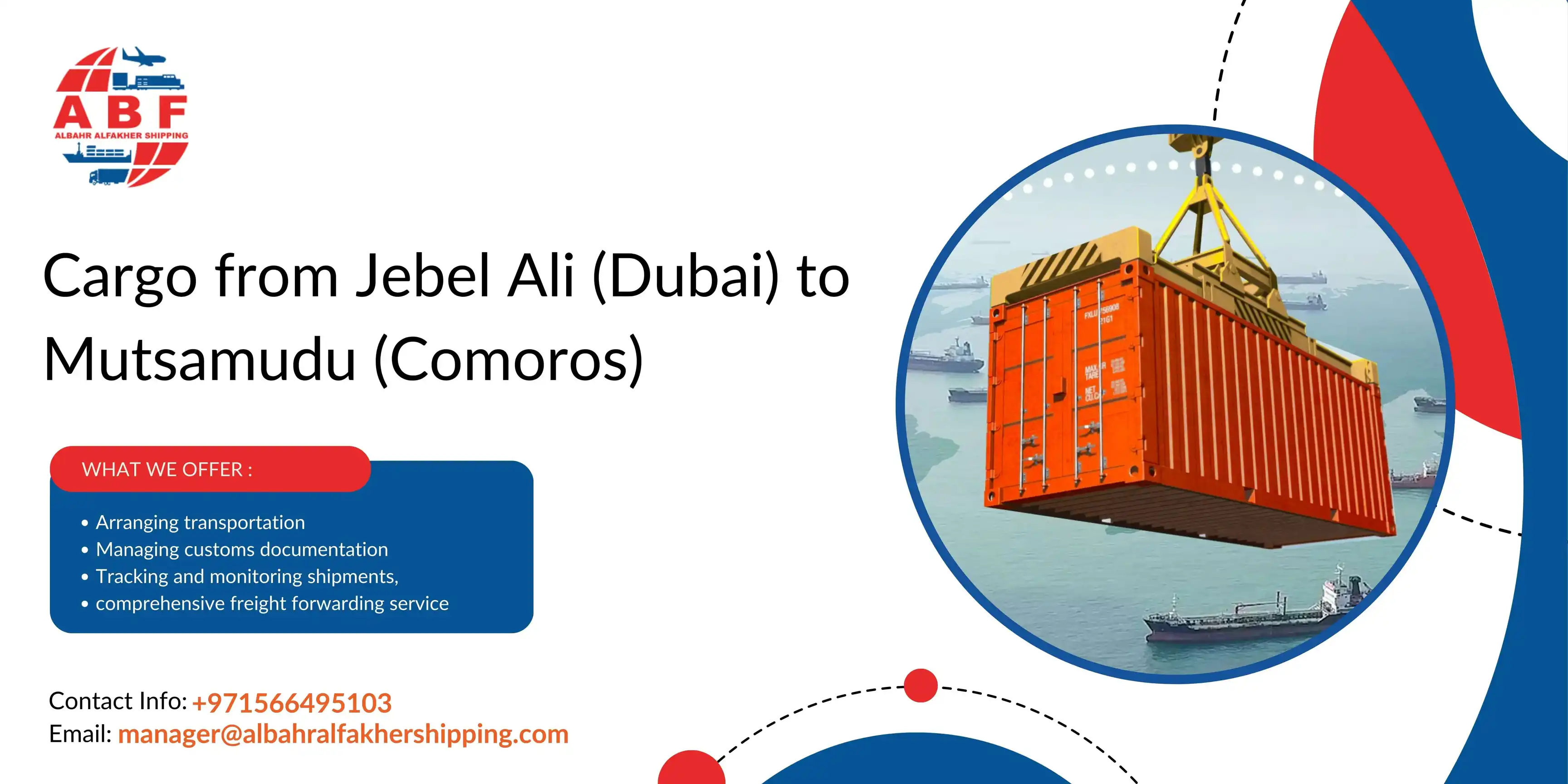 Ship cargo Dubai to Comoros! Jebel Ali to Mutsamudu Port.